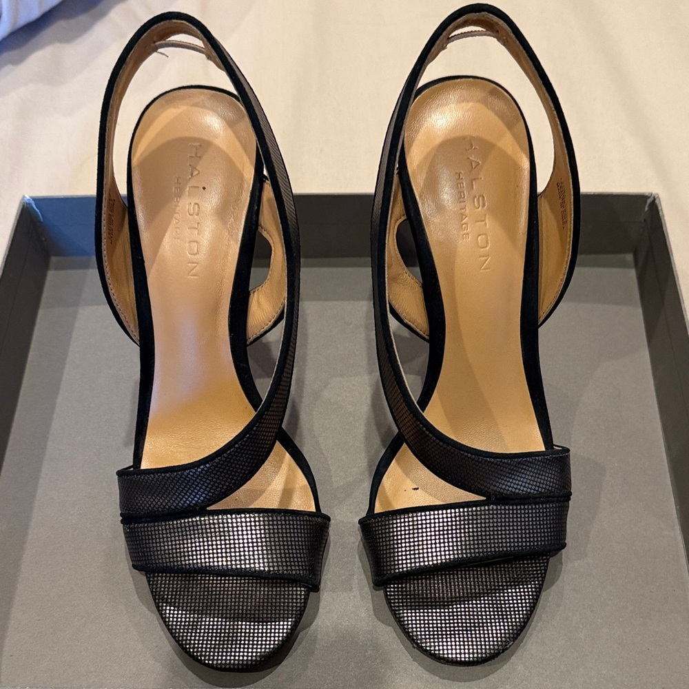 Halston Heritage Black Slingback Heels